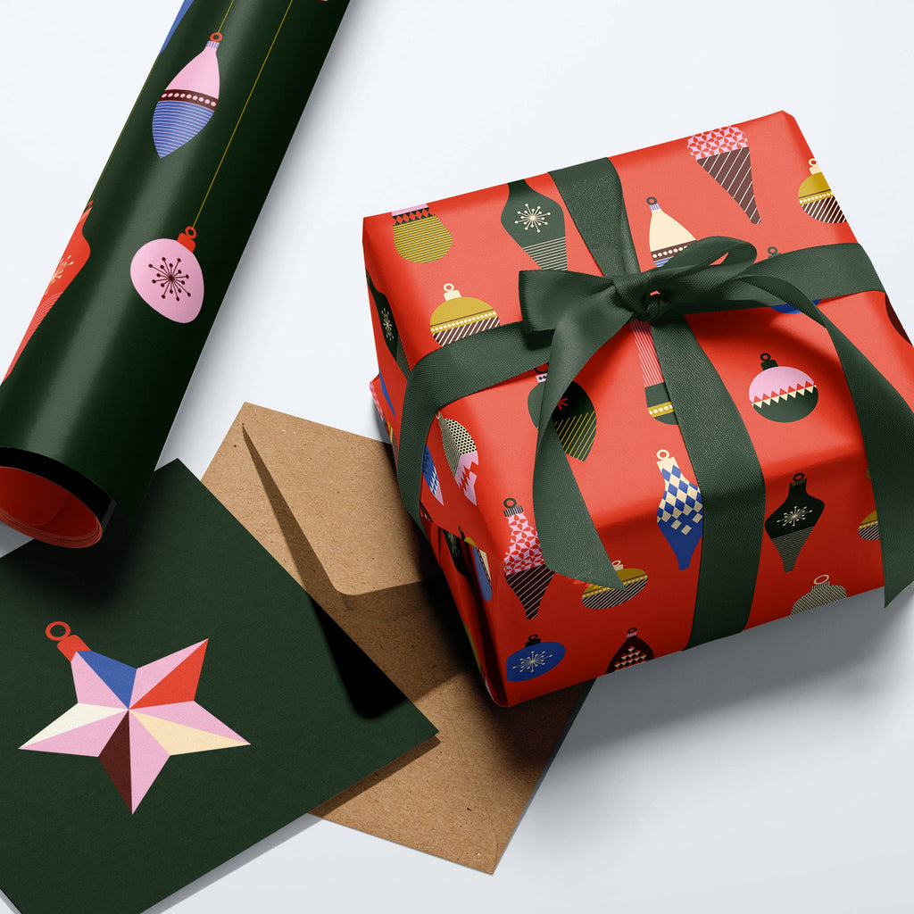 Double-Sided Vintage Baubles - Christmas Wrapping Paper
