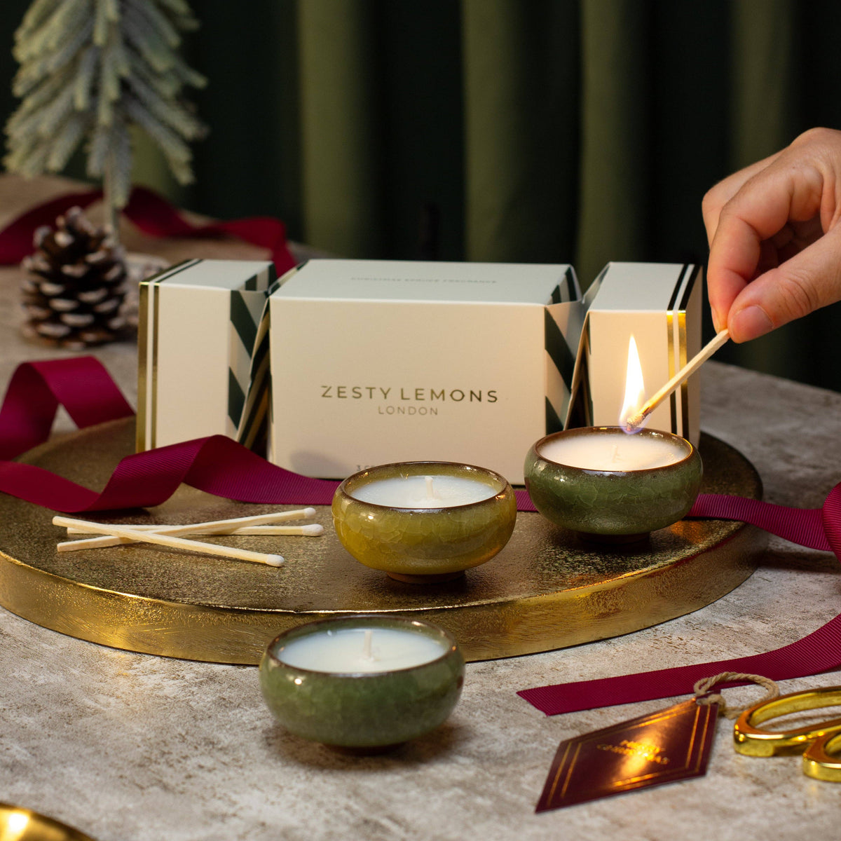 Under the Tree: Olive Tea Light Cracker (Box of 3) - Cypress & Fig