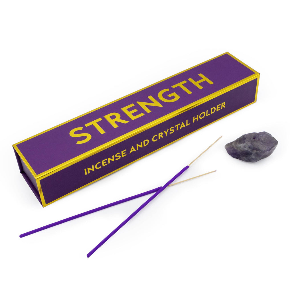 Strength Incense and Crystal Holder - Lavender & Eucalyptus Scent with Amethyst Crystal