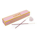 Love Incense and Crystal Holder - Rose & Patchouli Scent with Rose Quartz Crystal