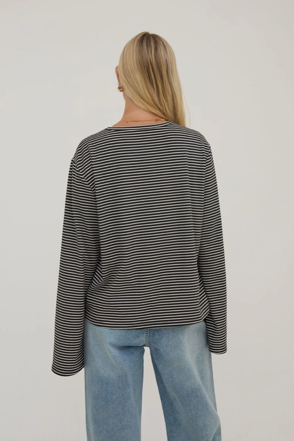 Celine Stripe Super Soft Top - Black & White Stripe
