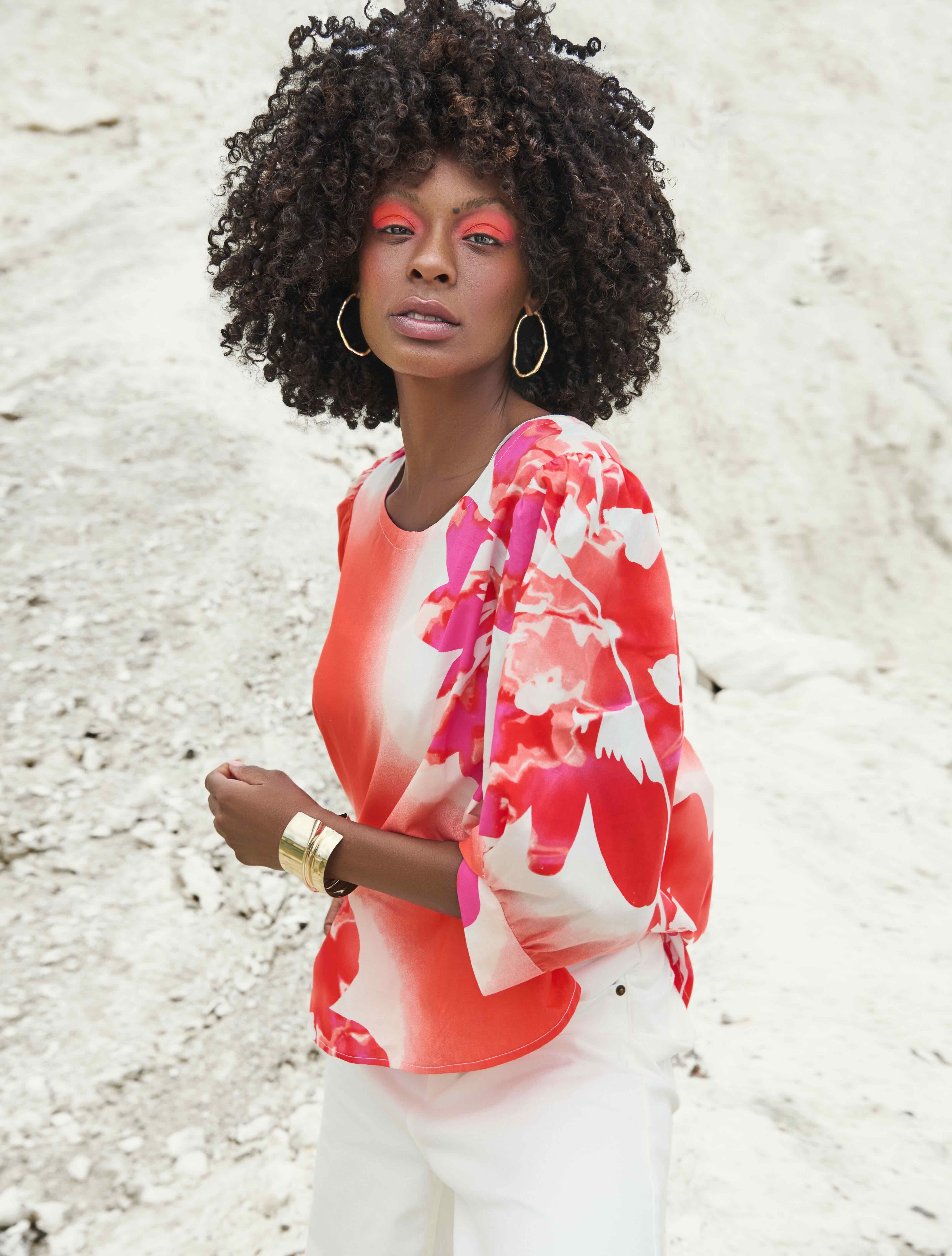 Hibiscus Top - Orange/Pink