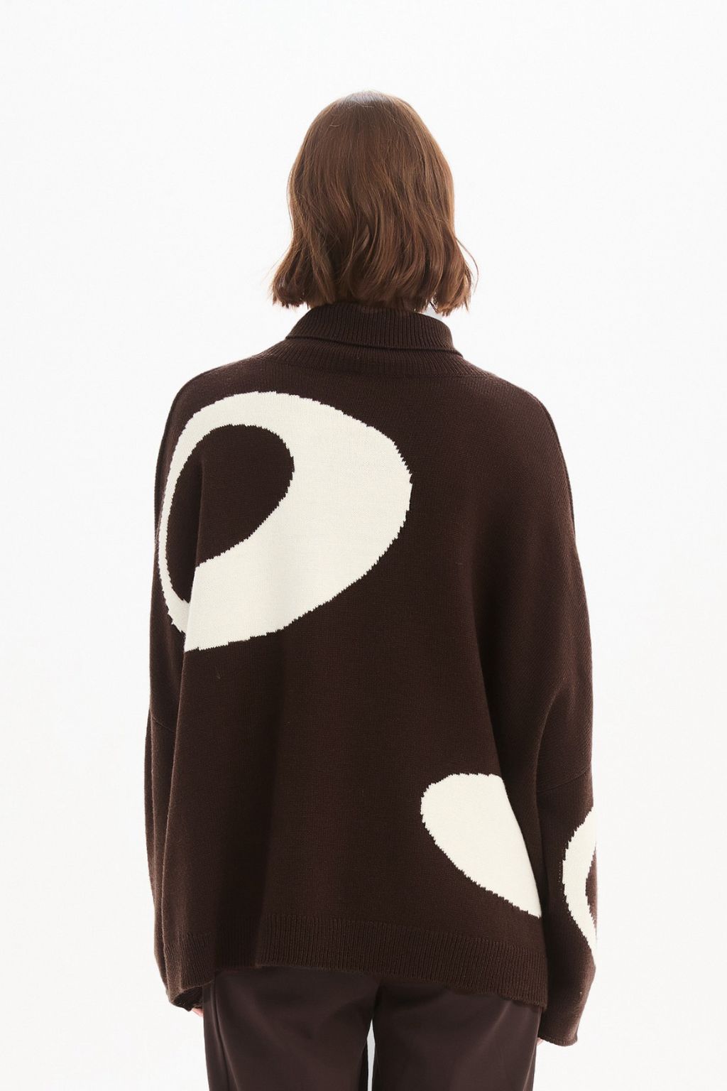 Retro Circle Print Knit - Chocolate/Cream