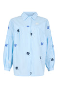 Embroidered flower head shirt - Baby Blue