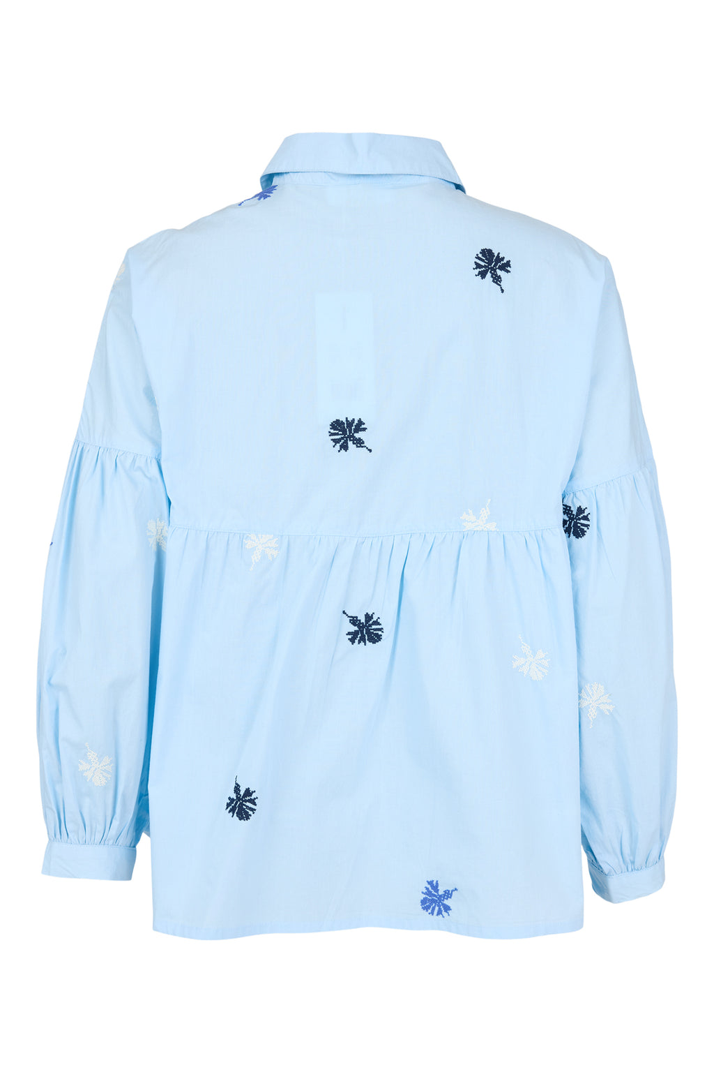 Embroidered flower head shirt - Baby Blue