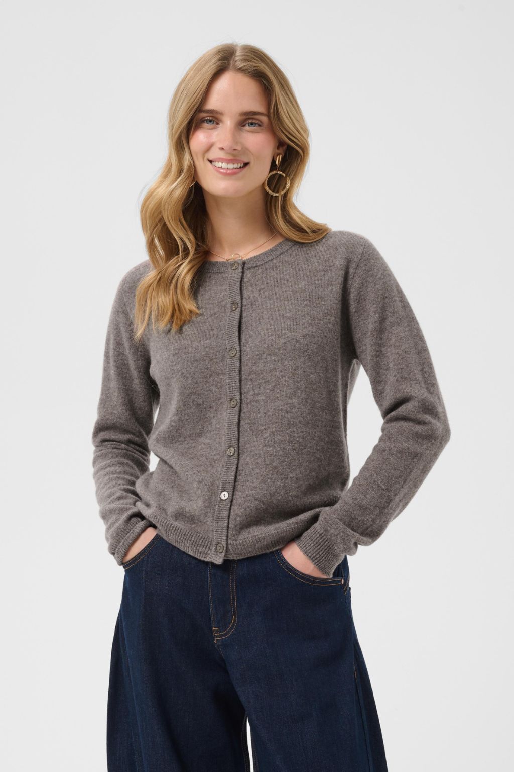 Mela O Neck Cardigan - Java Melange