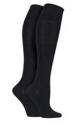 Womens Bamboo Plain Knee Highs 2-Pair - Black