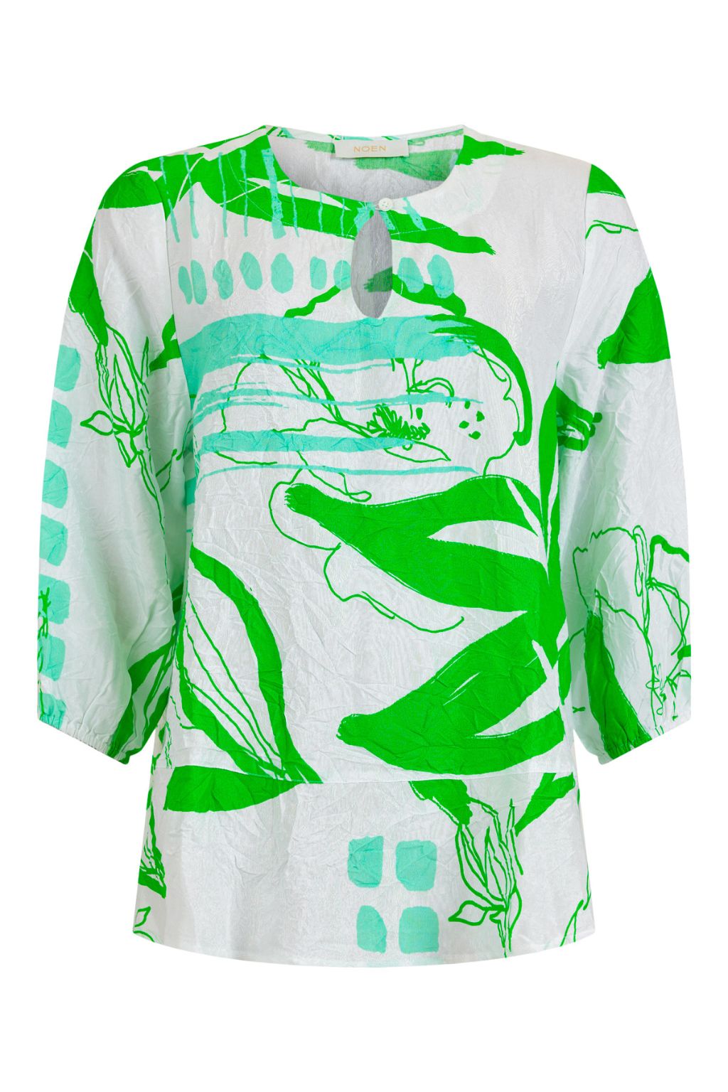 Palm Print Blouse - Green/White