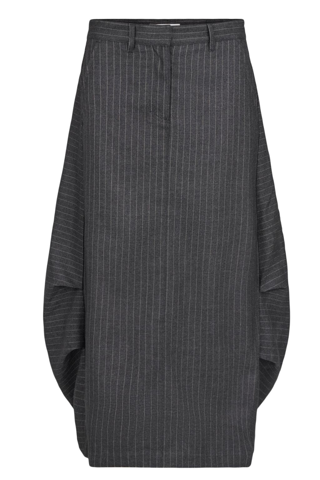 Pinstripe Bubble Skirt - Dark Grey Marl/Caramel Stripe