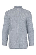 Stripe Grandad Shirt - Navy/White