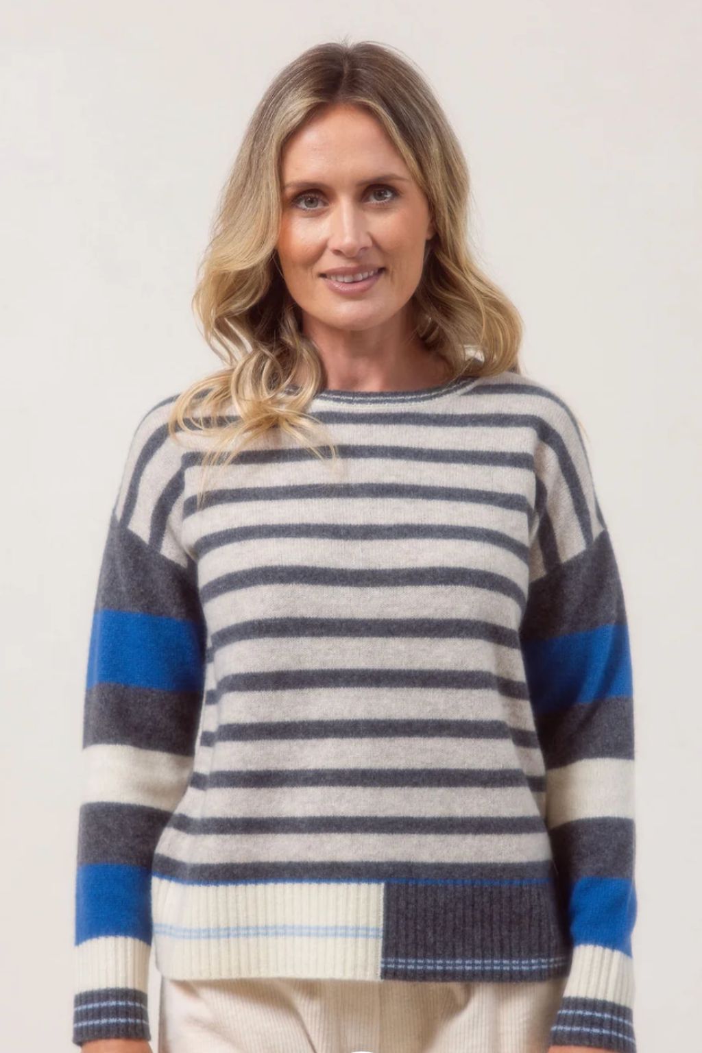 Wool Yak Stripe Jumper - Charcoal Combo