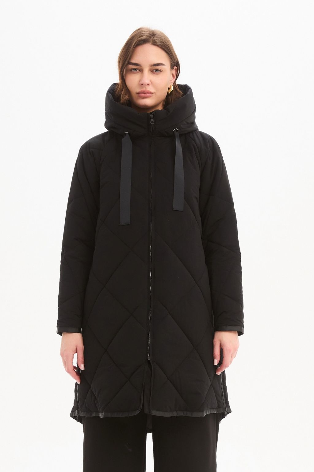 Zip Hem Coat - Black