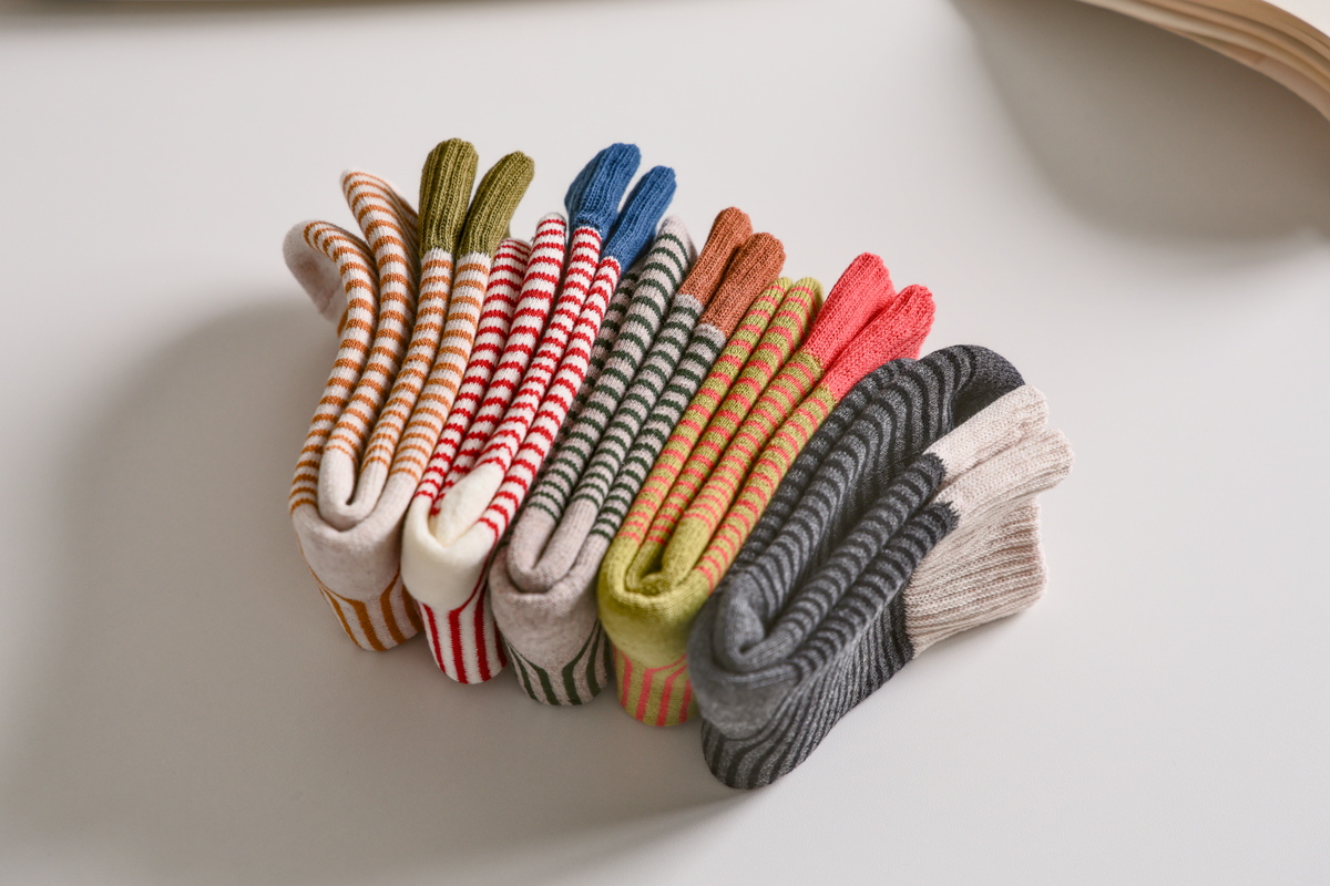 Women's Striped Cotton Socks - Soft, Breathable & Stylish: Beige