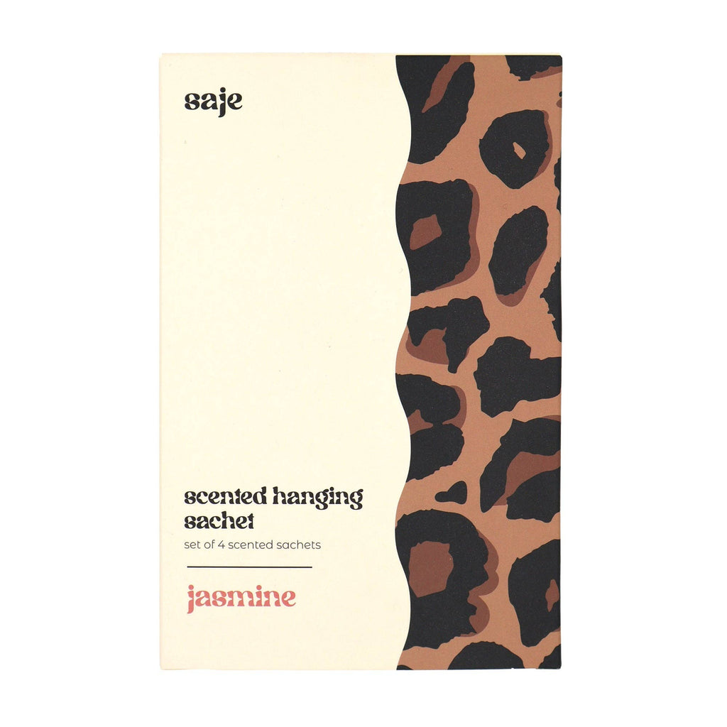 Saje Scented Hanging Sachet - Set of 4 Jasmine - Leopard Print Design