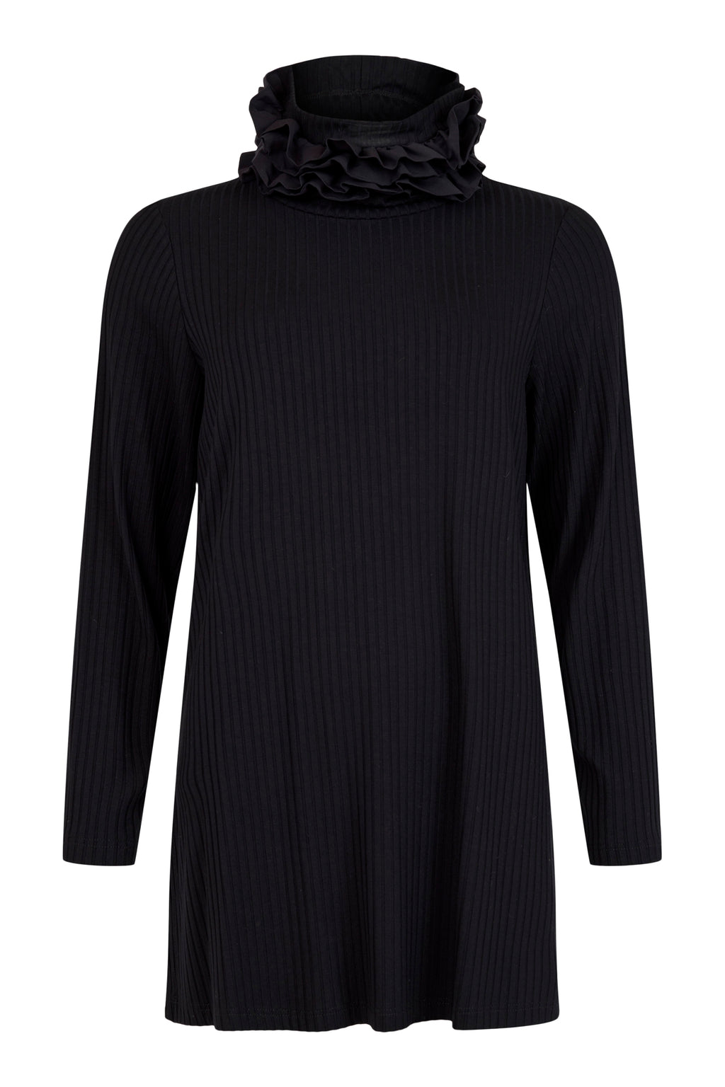 Ruffle Neck Top - Black