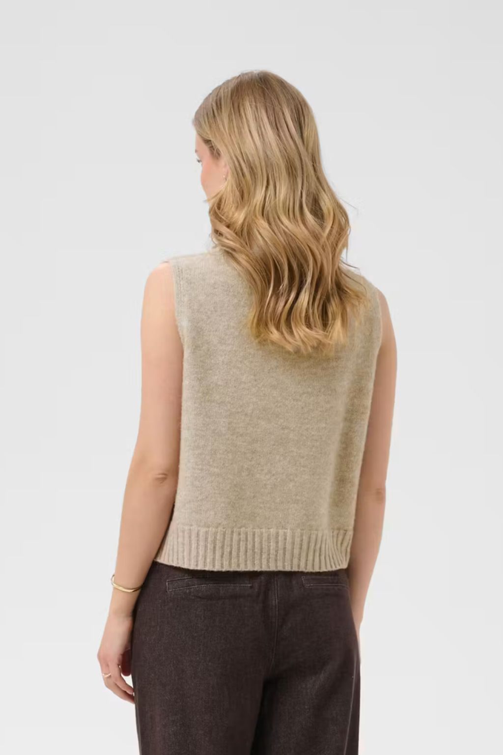 Elise Knit Slipover - Light Brown Lentil Melang