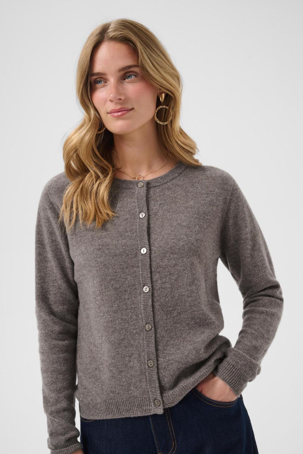 Mela O Neck Cardigan - Java Melange