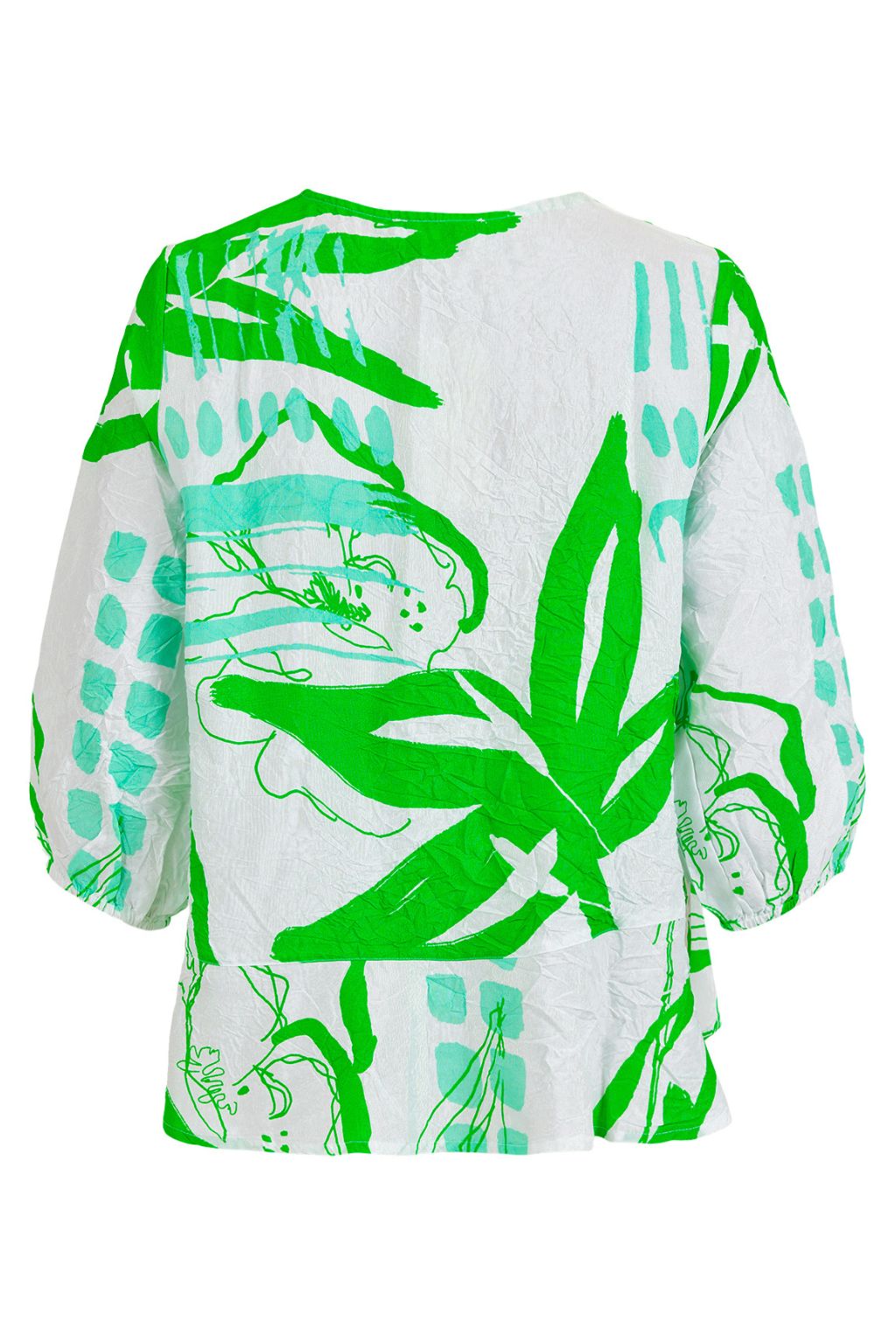 Palm Print Blouse - Green/White
