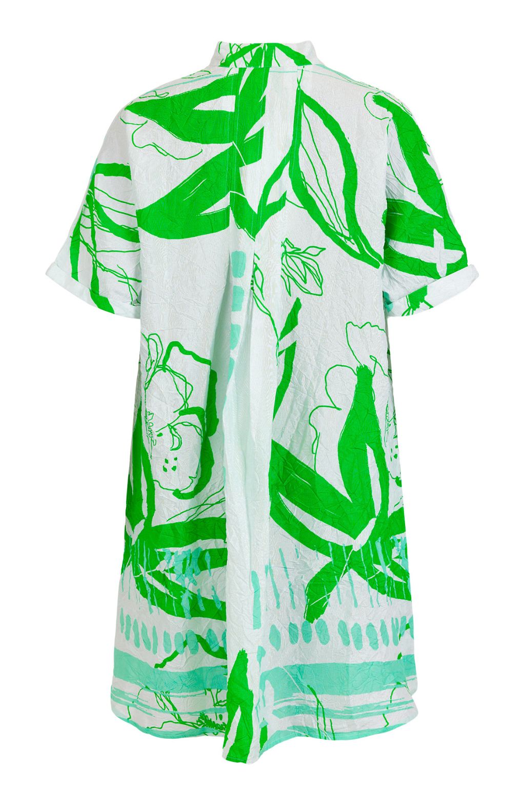 Palm Print Shirt Dress - Green/White