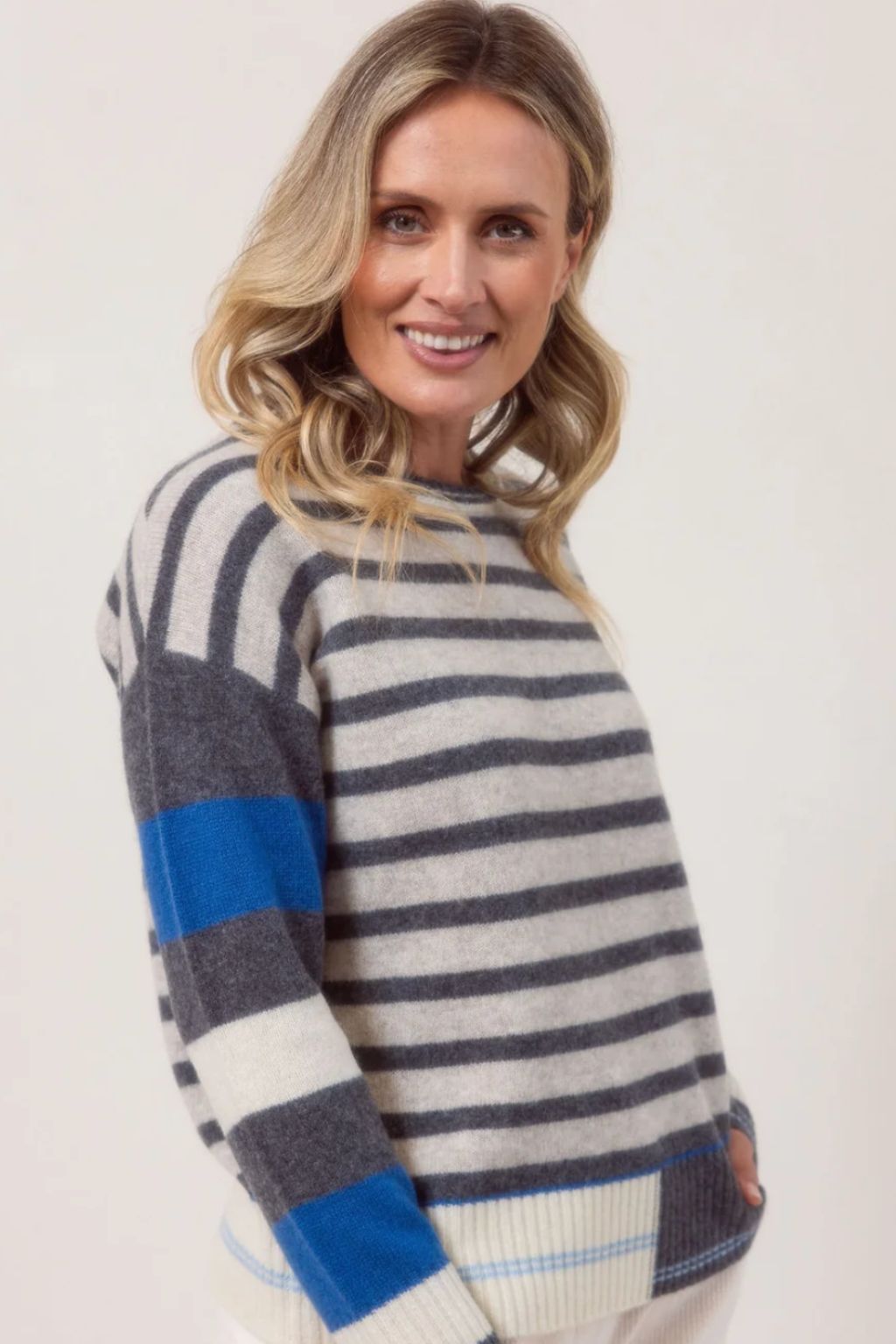 Wool Yak Stripe Jumper - Charcoal Combo