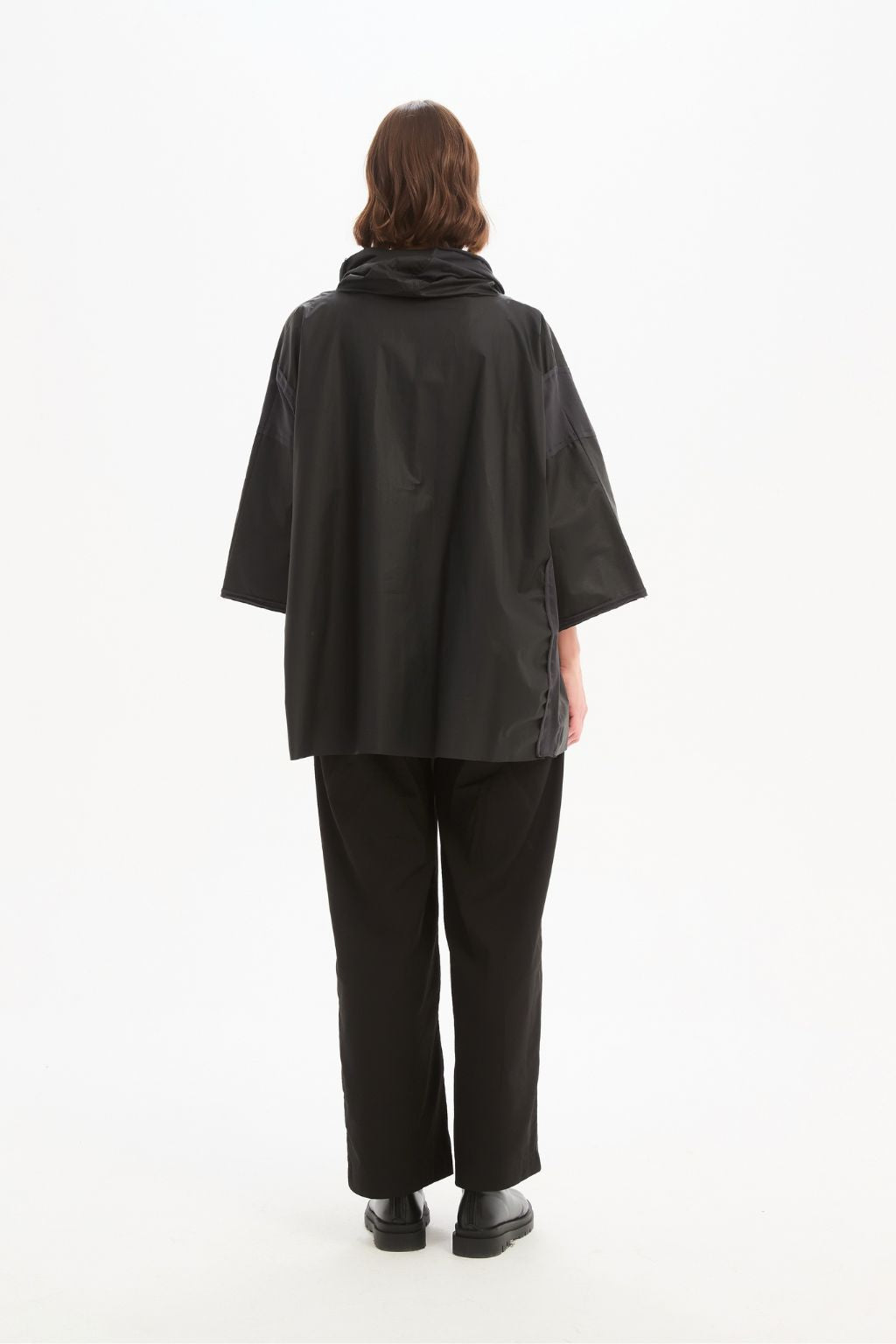 Coated Combi Boxy Top - Black