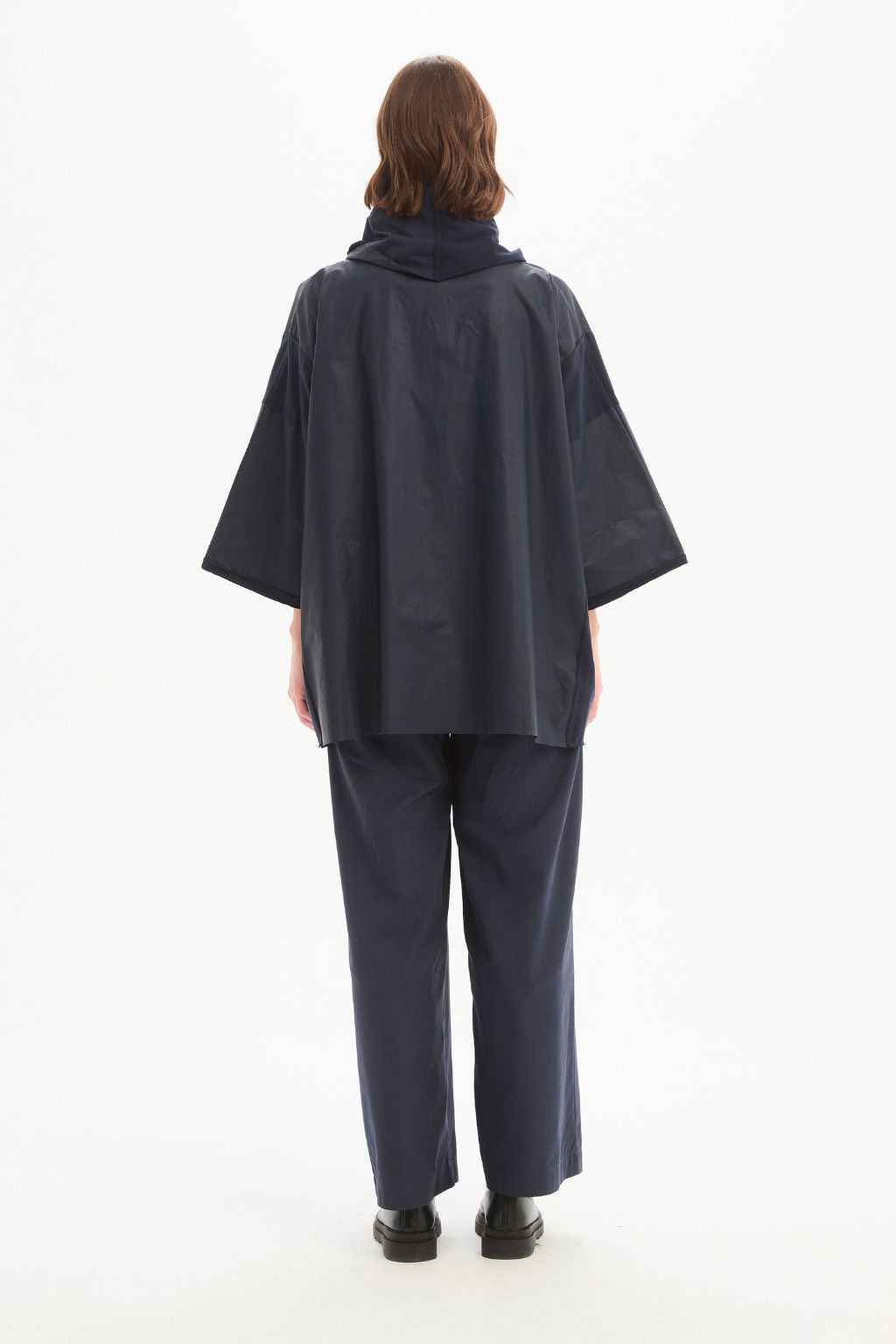 Coated Combi Boxy Top - Navy