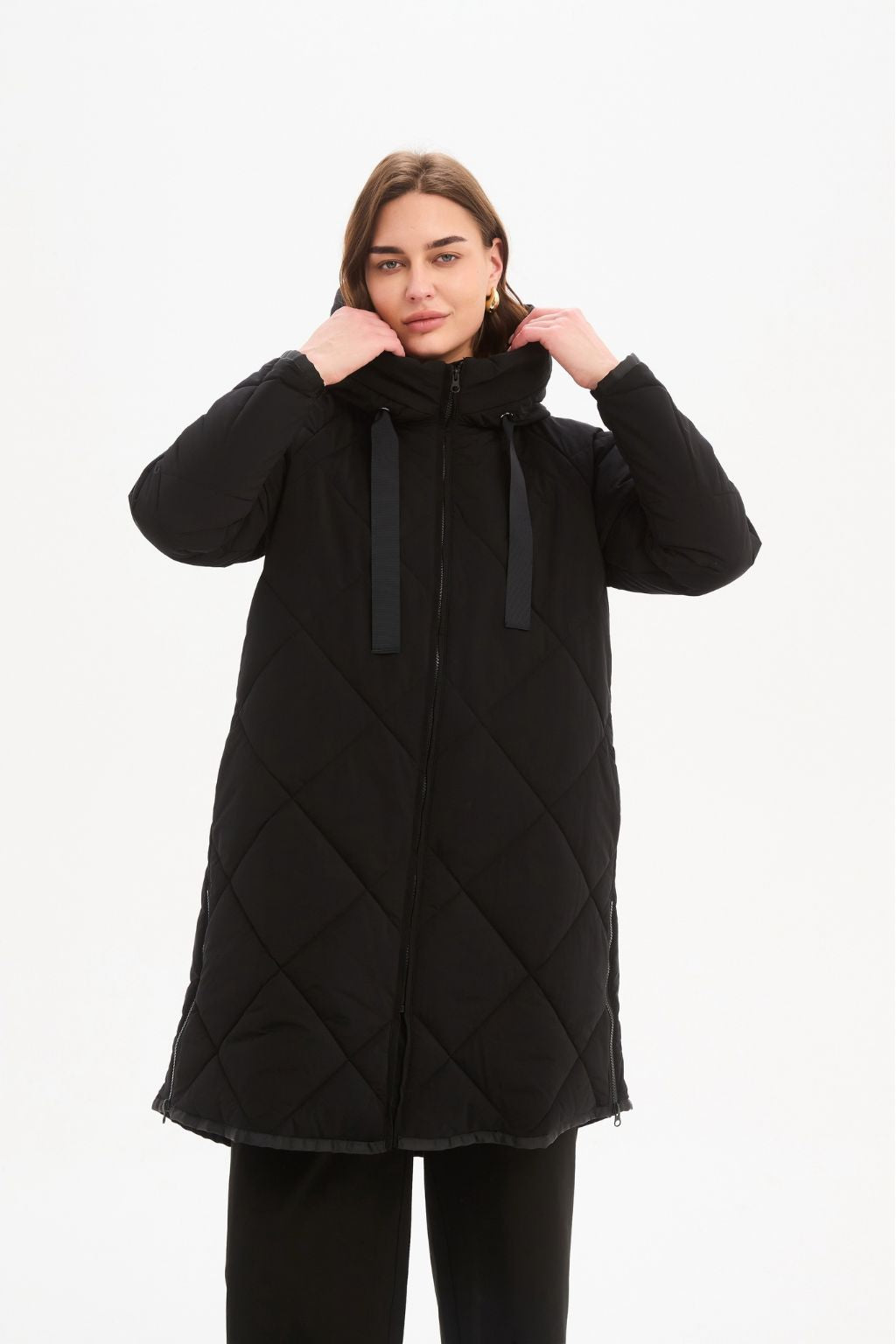 Zip Hem Coat - Black