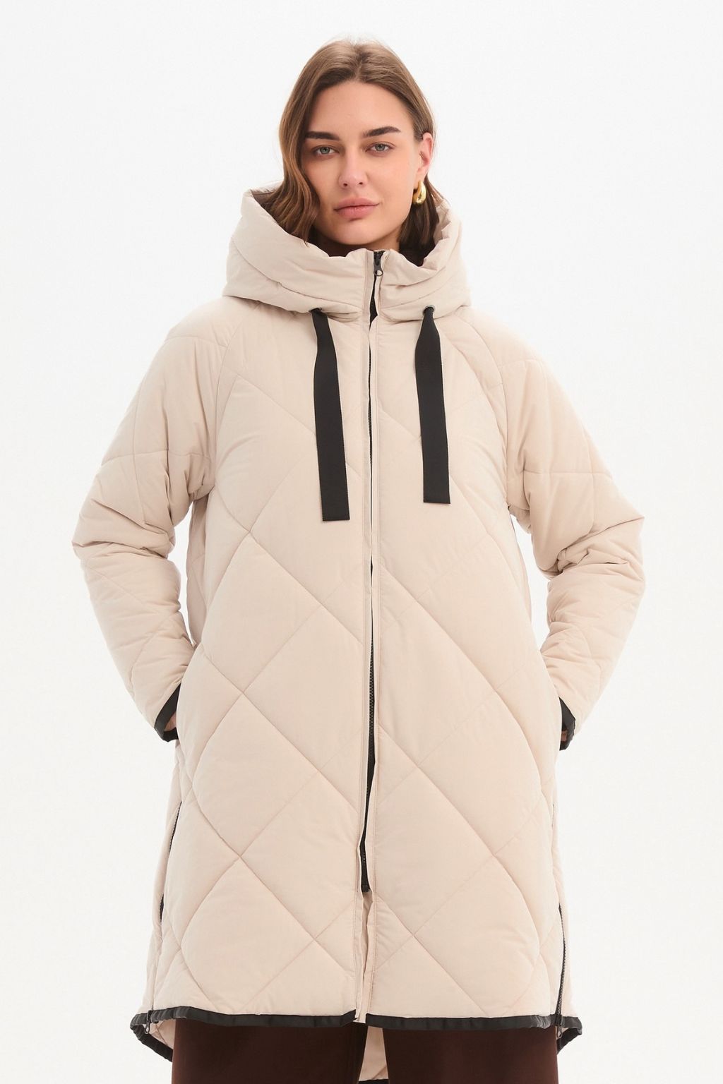 Zip Hem Coat - Cream