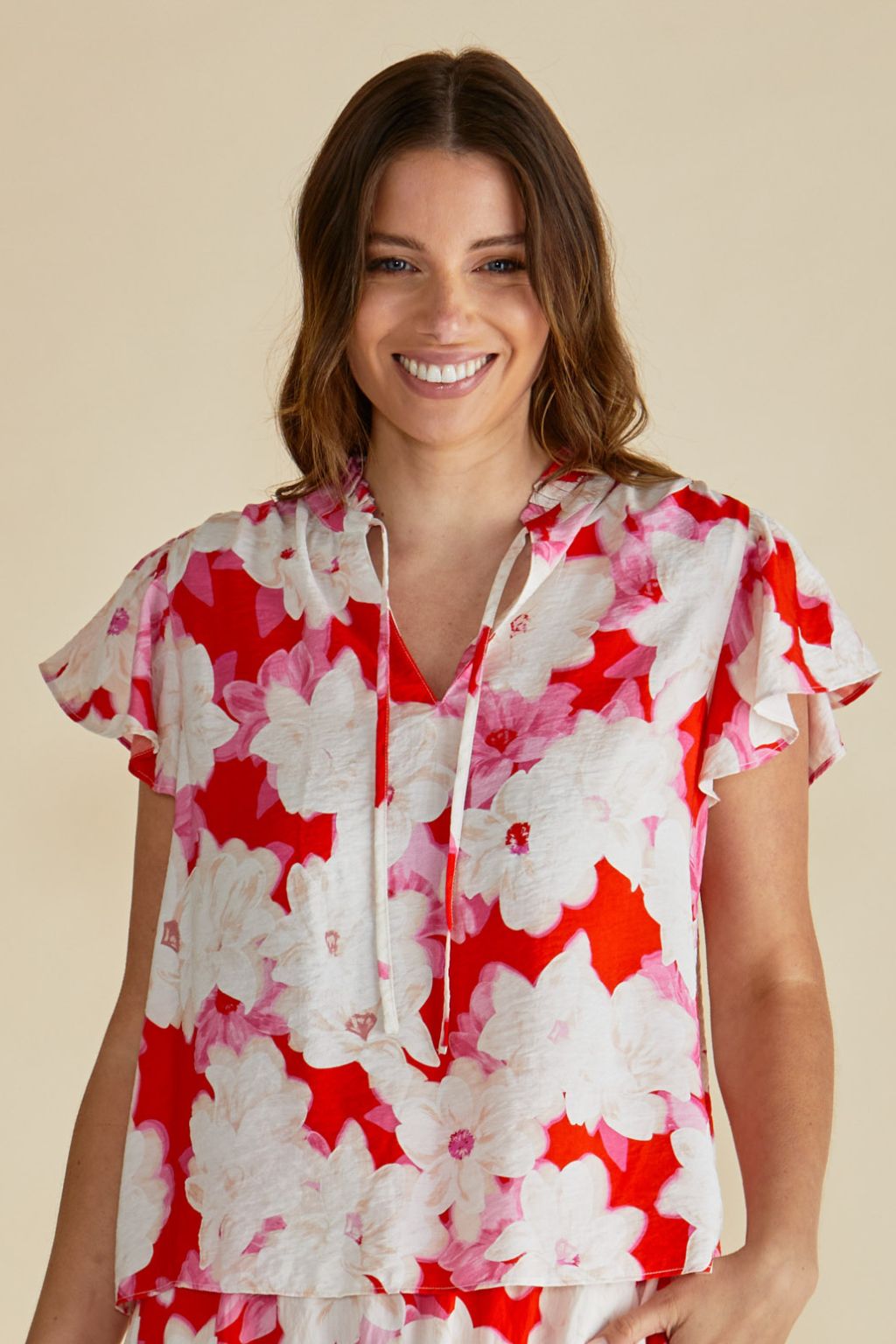 Lyra Blouse - Red Floral Print