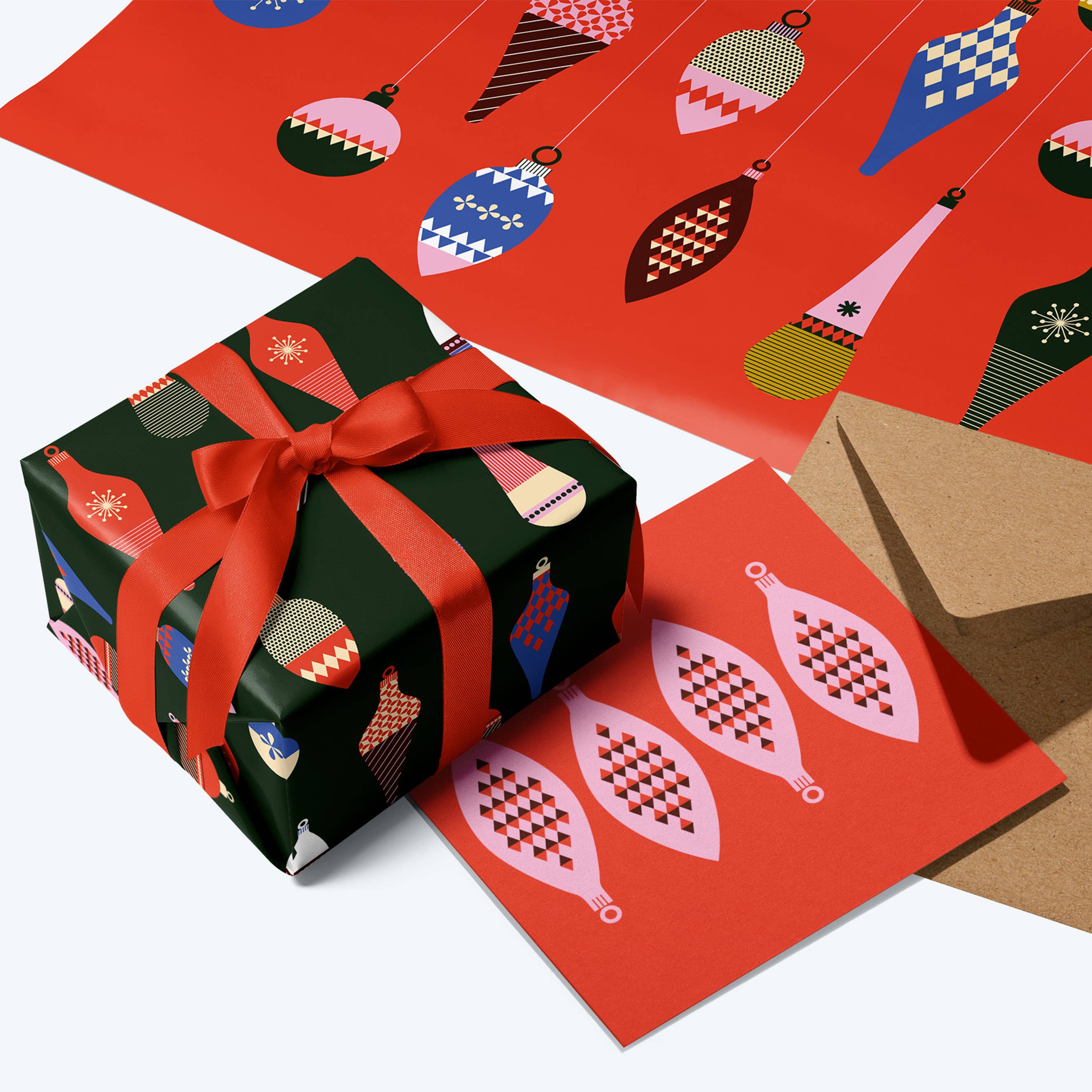 Double-Sided Vintage Baubles - Christmas Wrapping Paper