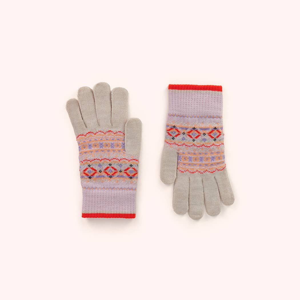 Fair Isle Gloves in Cream Mix