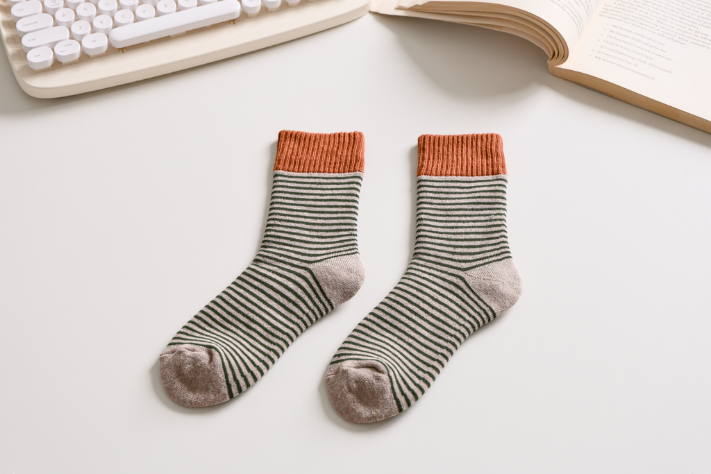Women's Striped Cotton Socks - Soft, Breathable & Stylish: Grey/Black