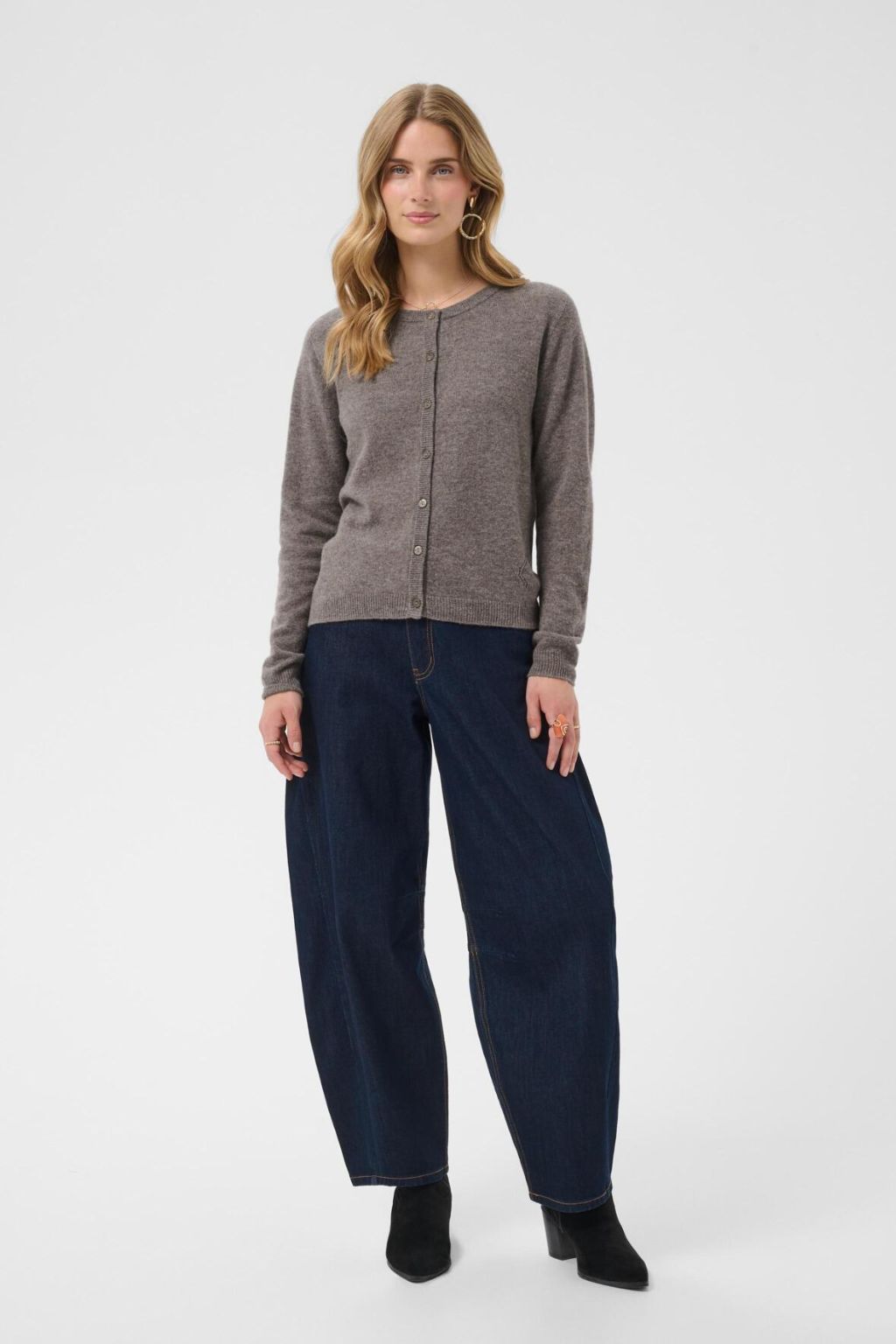 Mela O Neck Cardigan - Java Melange