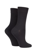 Womens Bamboo Plain Sock 2-Pair - Cocoa