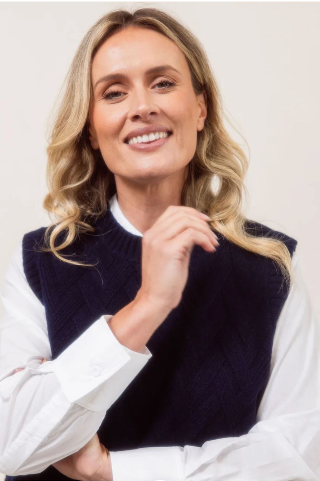 Merino Wool Lattice Vest - Navy