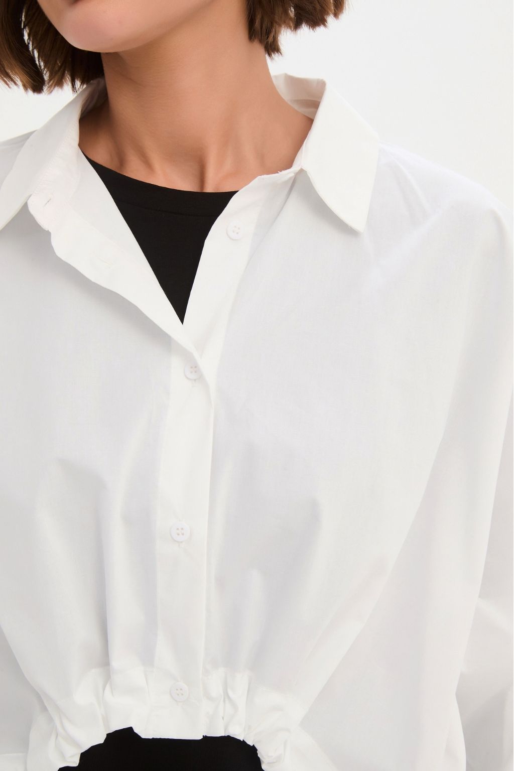 Wide Crop Poplin Overshirt - White