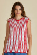Aviva Tank - Red/White Stripe