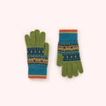 Fair Isle Gloves in Teal Mix