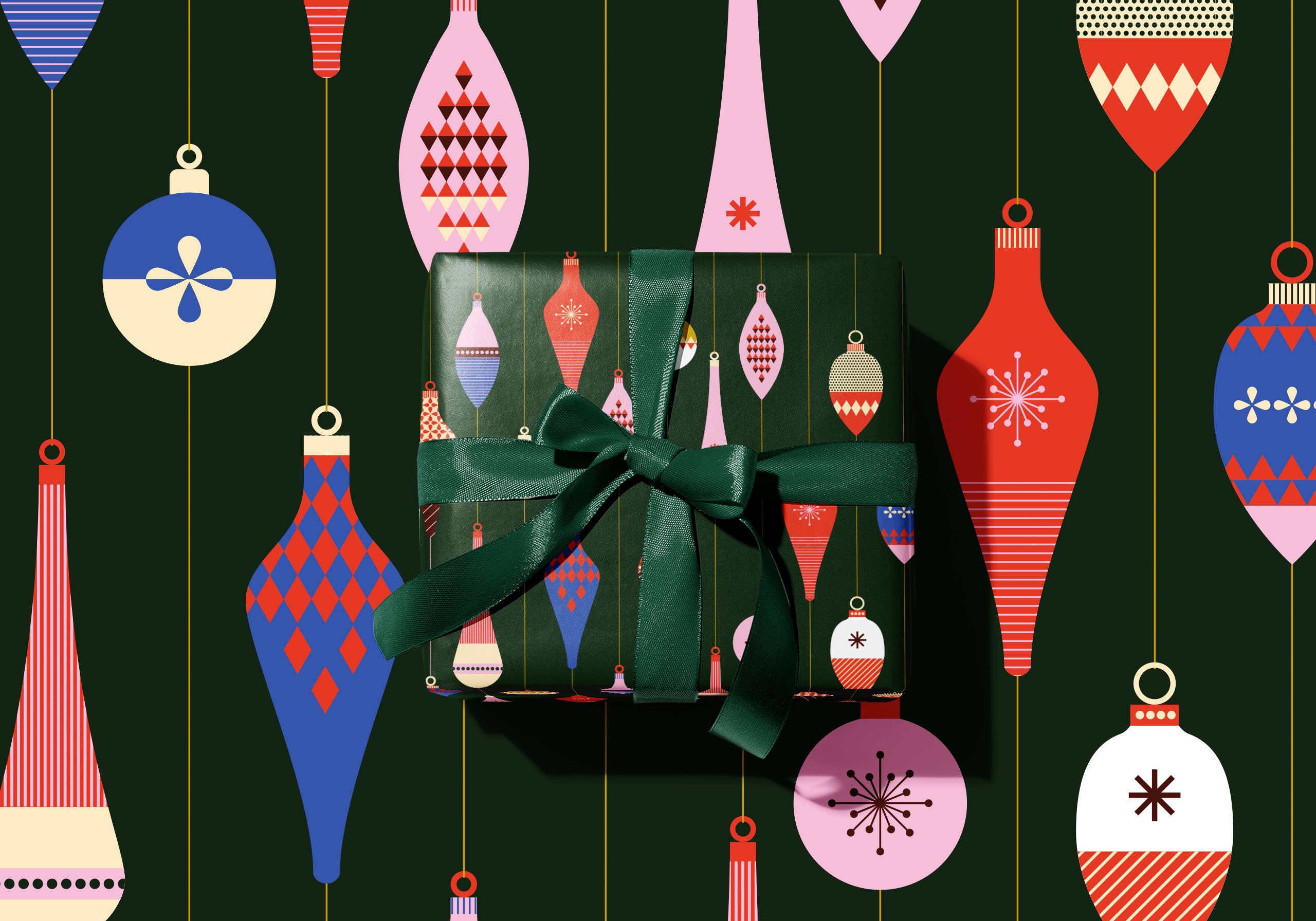 Double-Sided Vintage Baubles - Christmas Wrapping Paper