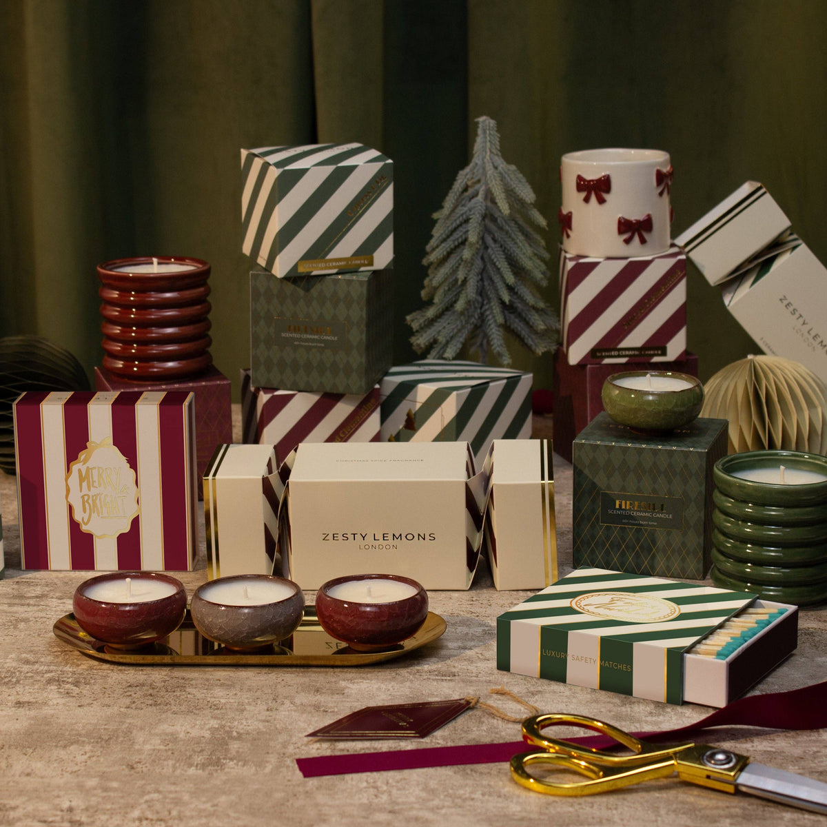 Under the Tree: Burgundy Tea Light Cracker (Box of 3) - Spiced Clementine