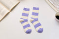 Warm Cashmere & Wool Blend Socks – Striped Winter Style: Blue/Cream