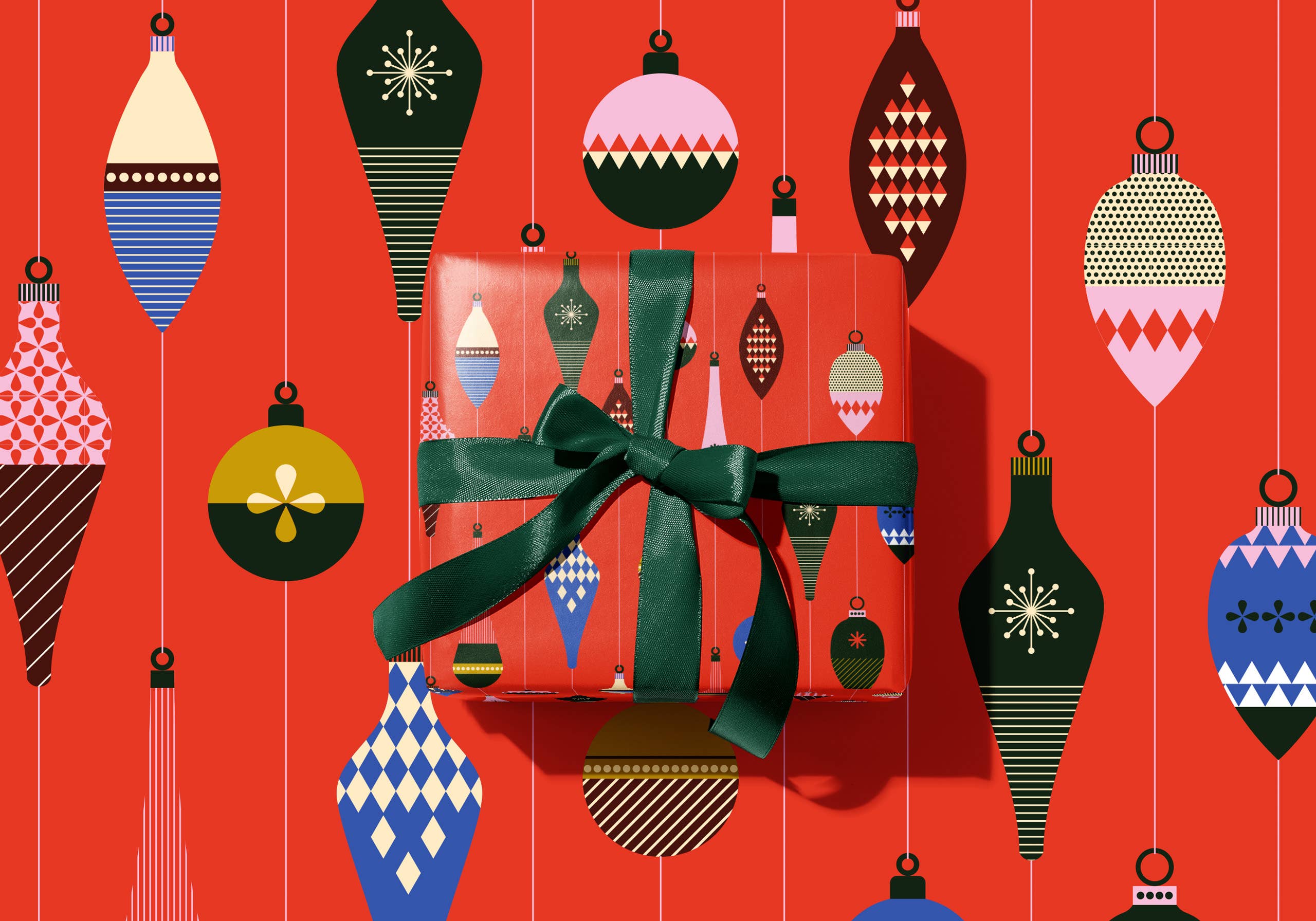 Double-Sided Vintage Baubles - Christmas Wrapping Paper