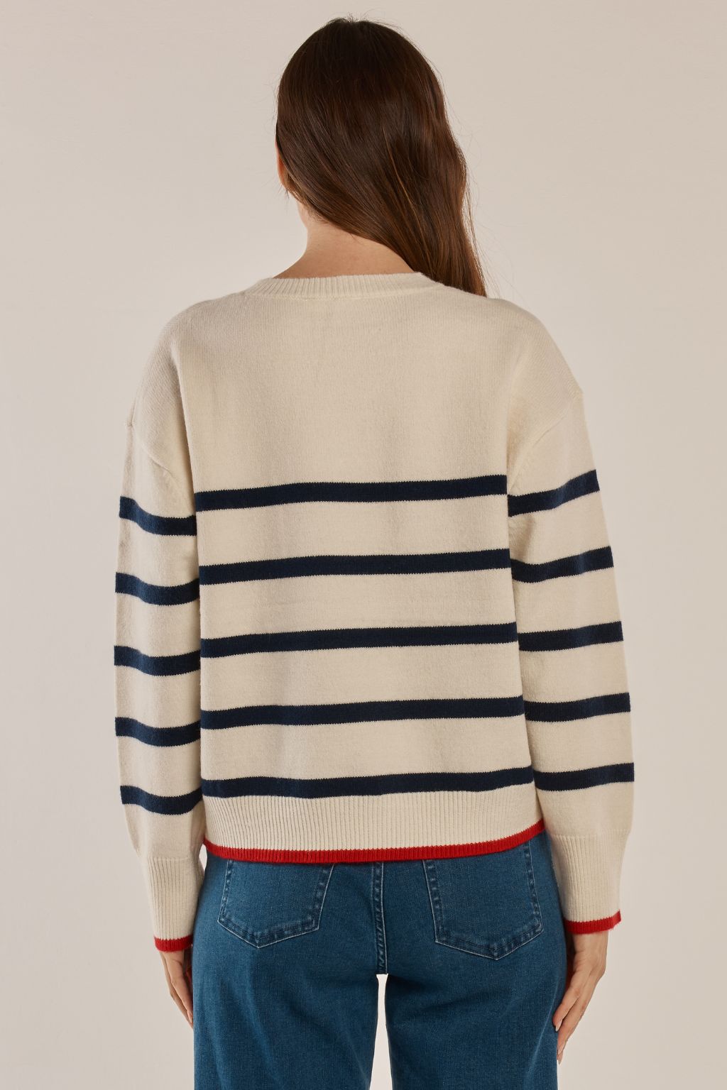 Leonie Knit Sweater - Navy/Off-white Stripe