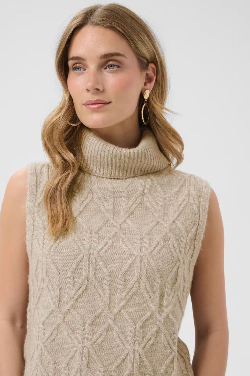 Elise Knit Slipover - Light Brown Lentil Melang