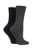 Womens Bamboo Plain Sock 2-Pair - Grey