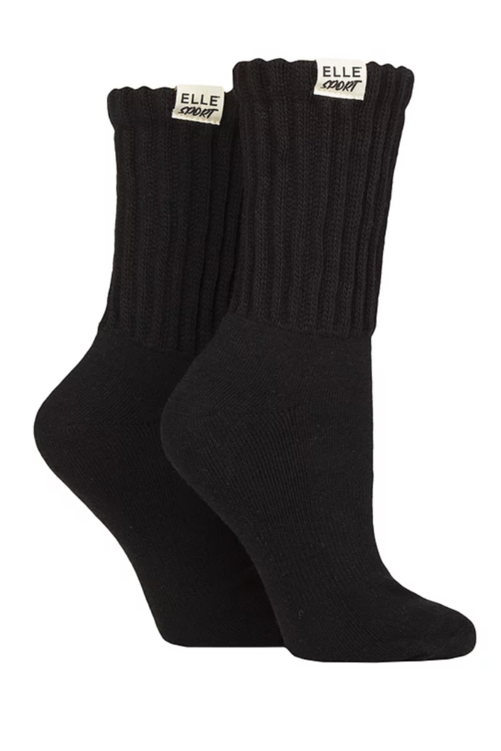 Womens Cotton Slouch Sports Socks 2-Pair - Black