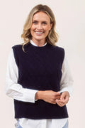 Merino Wool Lattice Vest - Navy