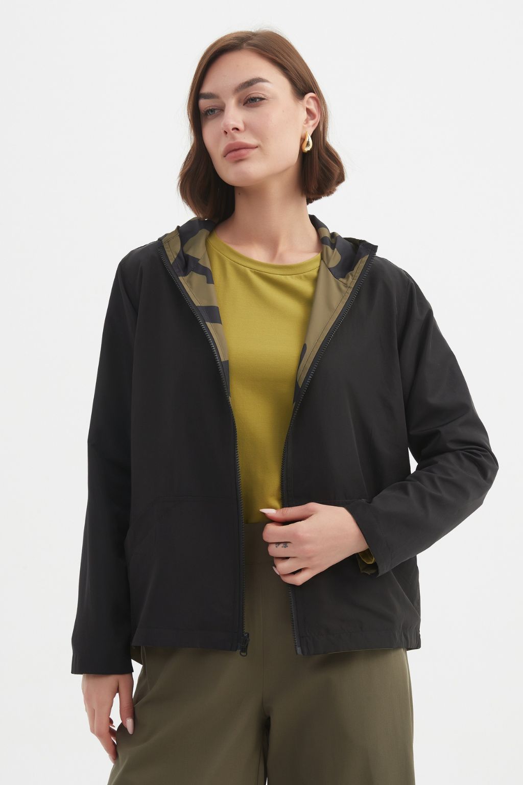 Reversible Print Windbreaker - Moss/Black Blot Print