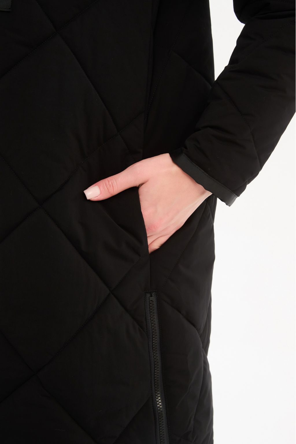 Zip Hem Coat - Black