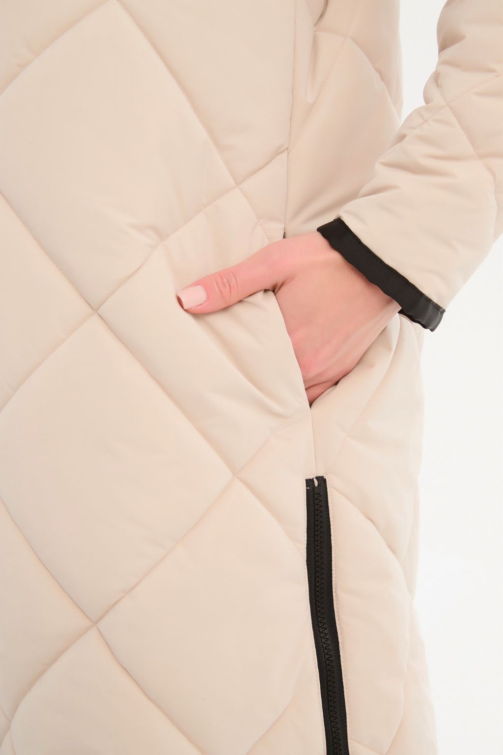 Zip Hem Coat - Cream